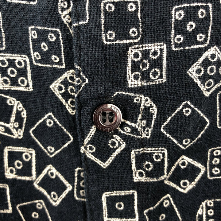 ROLLA'S all-over print short-sleeved cotton shirt, men's size L (approx.) cotton black type Vintage Second Hand