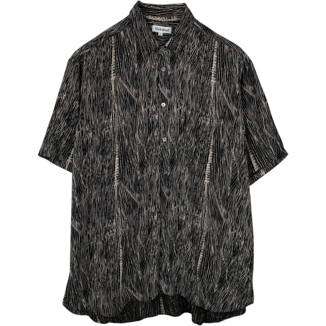 Club Med all-over print short-sleeved shirt, men's size M. unclear black type Vintage Second Hand