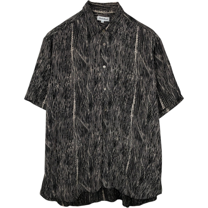 Club Med all-over print short-sleeved shirt, men's size M. unclear black type Vintage Second Hand