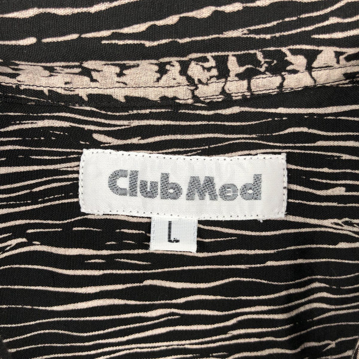 Club Med all-over print short-sleeved shirt, men's size M. unclear black type Vintage Second Hand