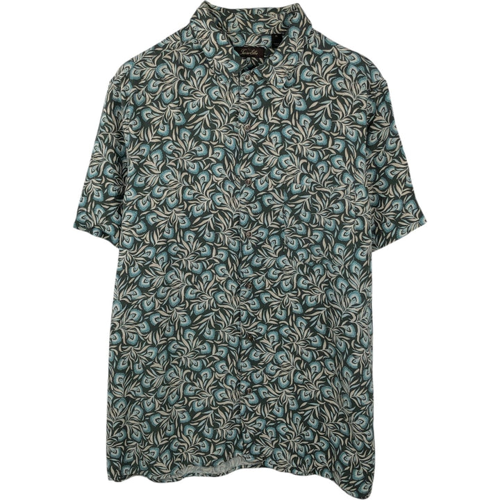 Tasso Elba all-over print short-sleeved silk shirt, boxy style, men's size XL. silk multicolor Vintage Second Hand