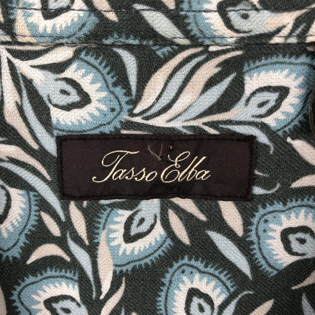 Tasso Elba all-over print short-sleeved silk shirt, boxy style, men's size XL. silk multicolor Vintage Second Hand