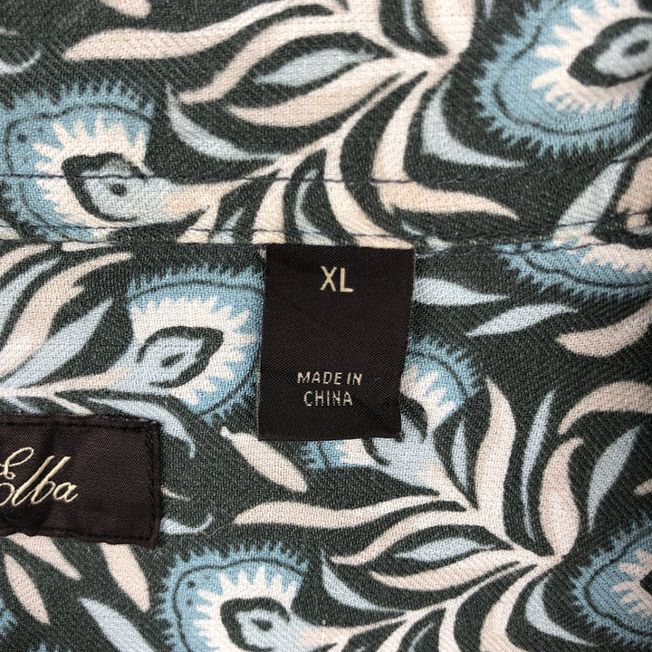 Tasso Elba all-over print short-sleeved silk shirt, boxy style, men's size XL. silk multicolor Vintage Second Hand