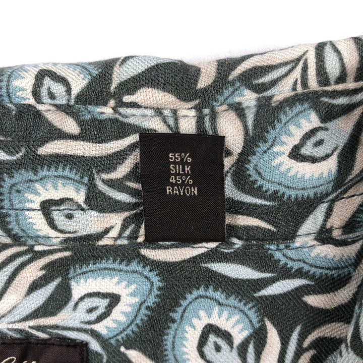 Tasso Elba all-over print short-sleeved silk shirt, boxy style, men's size XL. silk multicolor Vintage Second Hand