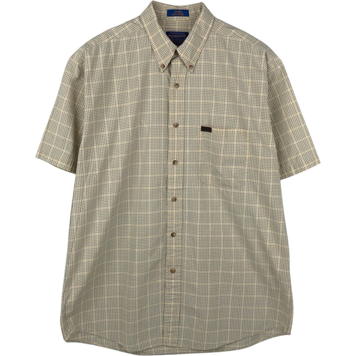 00'S Pendleton short sleeve button down check shirt men's XL size cotton yellow type Vintage Second Hand