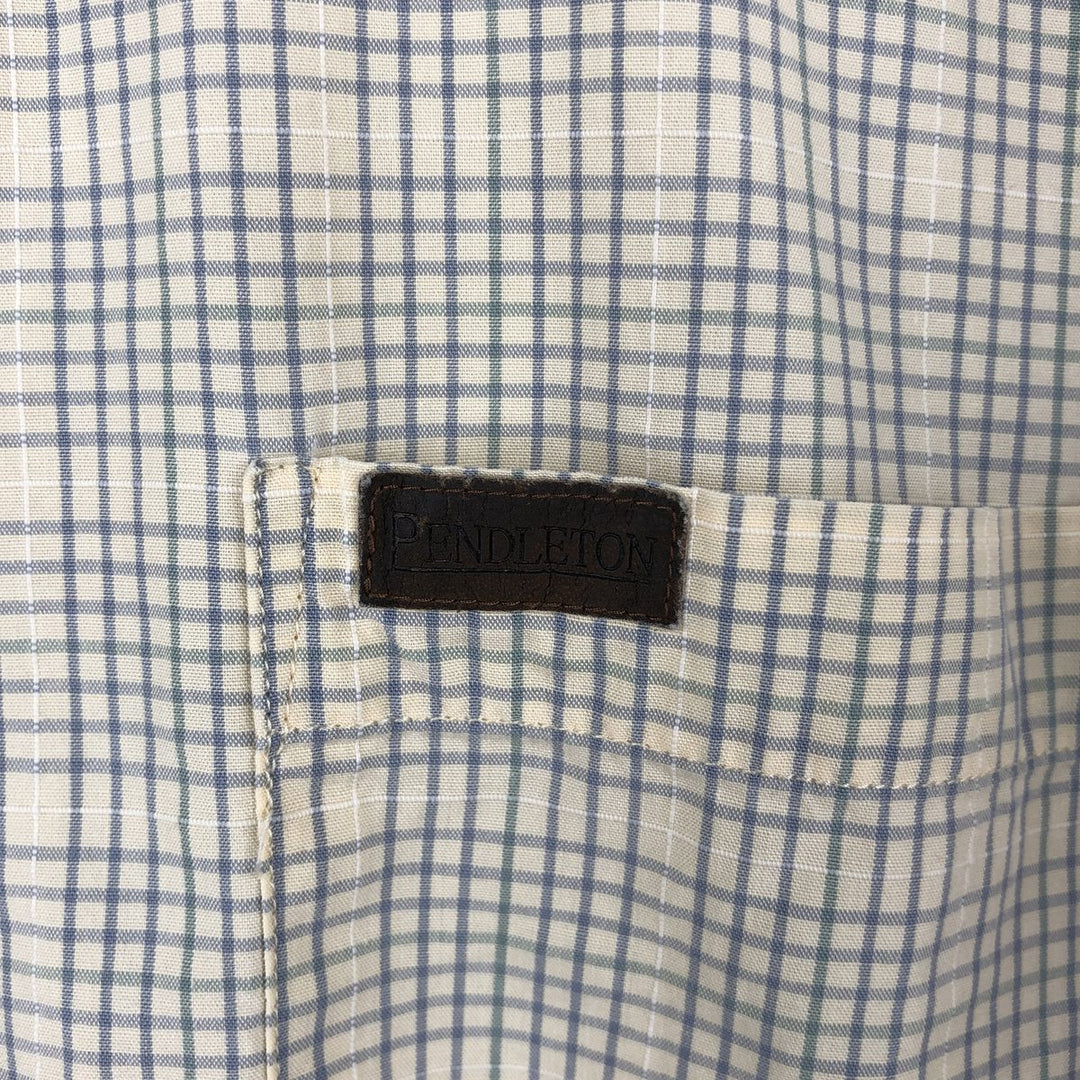 00'S Pendleton short sleeve button down check shirt men's XL size cotton yellow type Vintage Second Hand