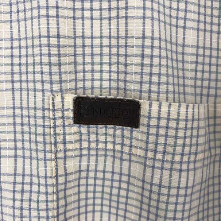 00'S Pendleton short sleeve button down check shirt men's XL size cotton yellow type Vintage Second Hand