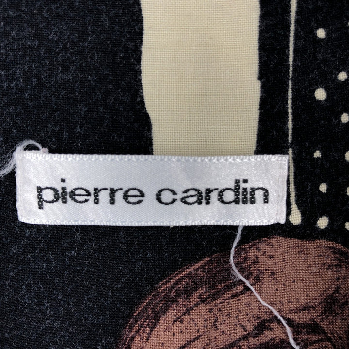 Pierre Cardin all-over print short-sleeved rayon shirt, boxy fit, men's size L. Rayon black type Vintage Second Hand