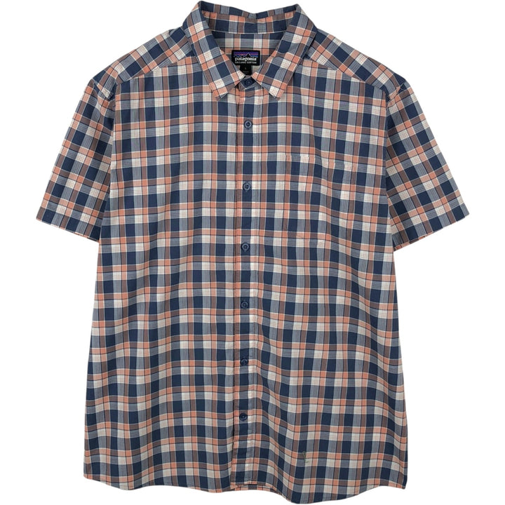 Patagonia STY53964SP19 Short-Sleeve Cotton Check Shirt, Boxy Shirt, Men's Size L (approx.) Organic cotton pink type Vintage Second Hand