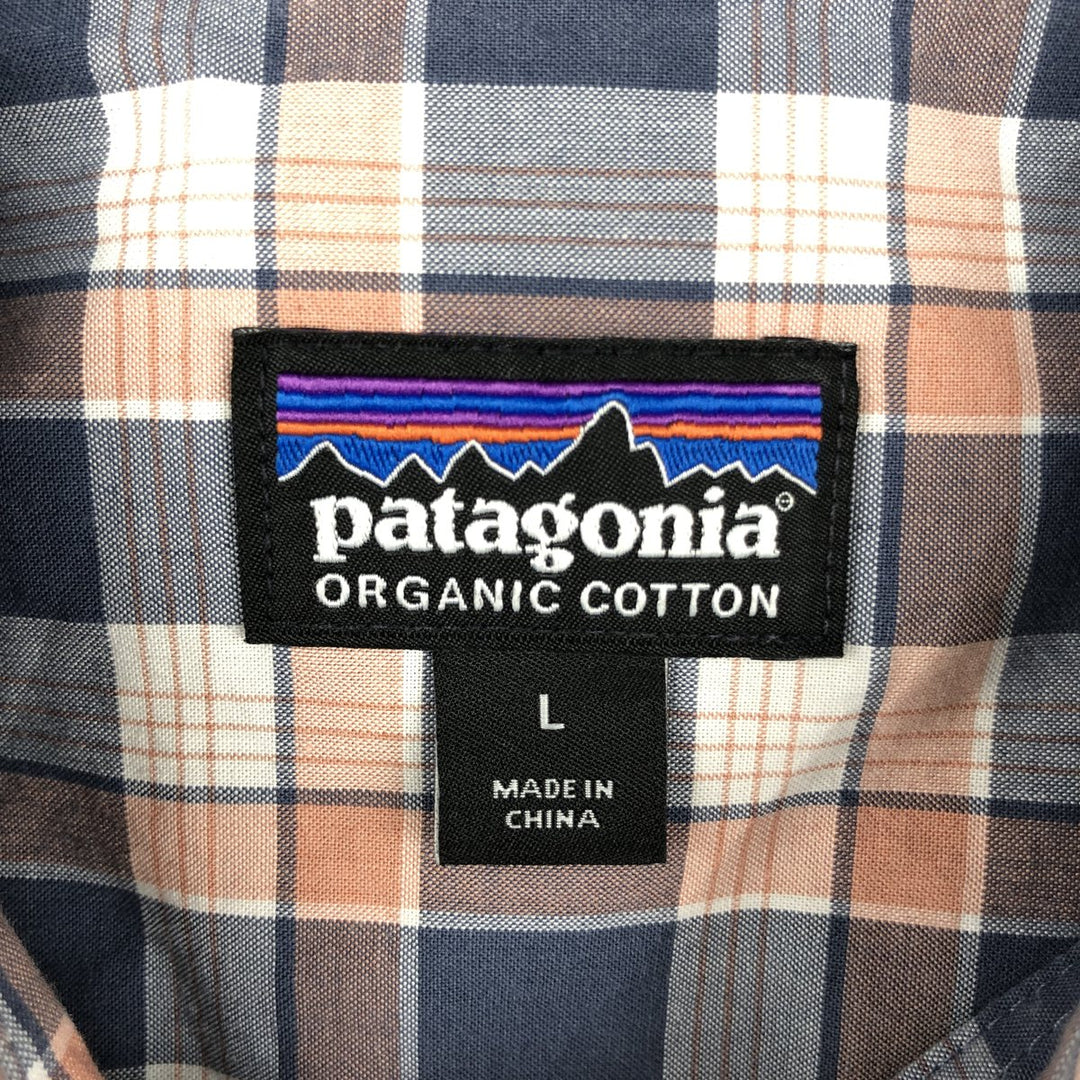 Patagonia STY53964SP19 Short-Sleeve Cotton Check Shirt, Boxy Shirt, Men's Size L (approx.) Organic cotton pink type Vintage Second Hand