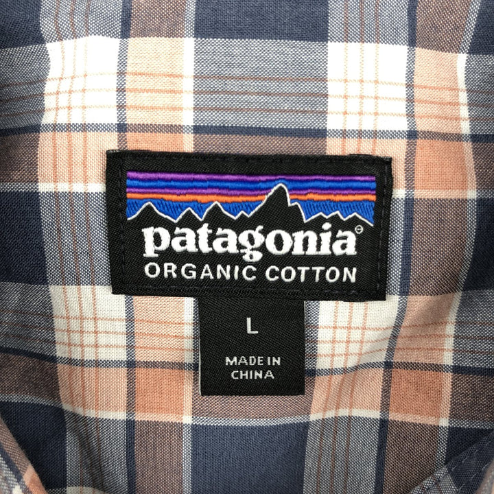 Patagonia STY53964SP19 Short-Sleeve Cotton Check Shirt, Boxy Shirt, Men's Size L (approx.) Organic cotton pink type Vintage Second Hand