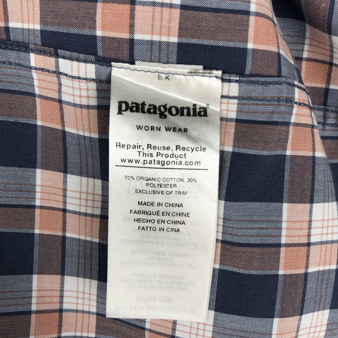 Patagonia STY53964SP19 Short-Sleeve Cotton Check Shirt, Boxy Shirt, Men's Size L (approx.) Organic cotton pink type Vintage Second Hand