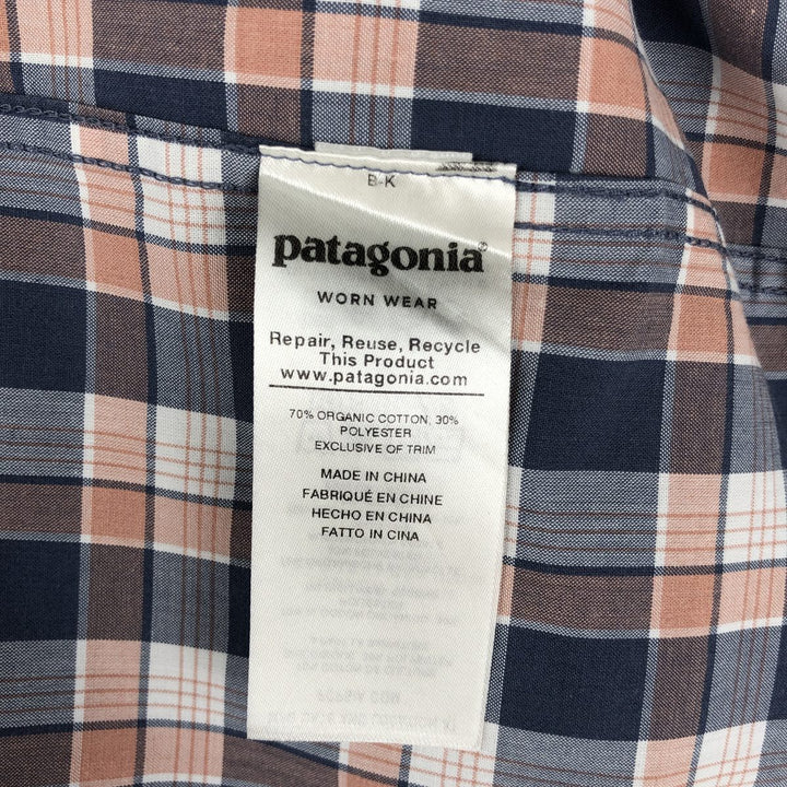 Patagonia STY53964SP19 Short-Sleeve Cotton Check Shirt, Boxy Shirt, Men's Size L (approx.) Organic cotton pink type Vintage Second Hand