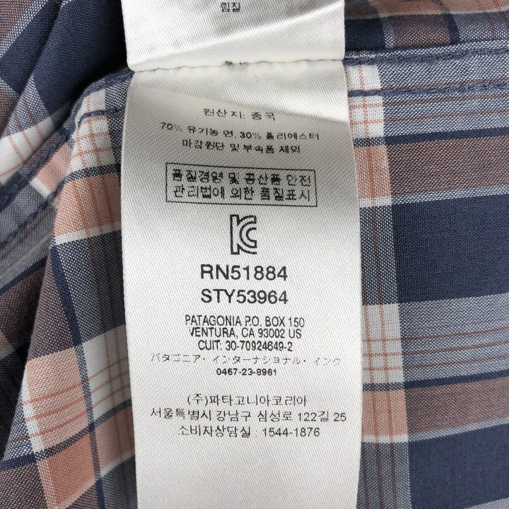 Patagonia STY53964SP19 Short-Sleeve Cotton Check Shirt, Boxy Shirt, Men's Size L (approx.) Organic cotton pink type Vintage Second Hand