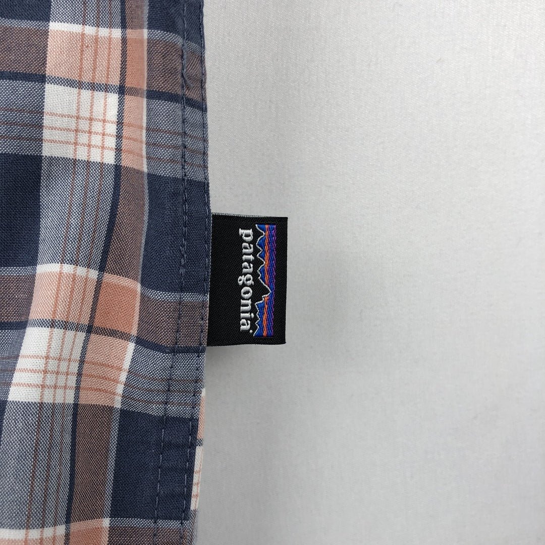 Patagonia STY53964SP19 Short-Sleeve Cotton Check Shirt, Boxy Shirt, Men's Size L (approx.) Organic cotton pink type Vintage Second Hand