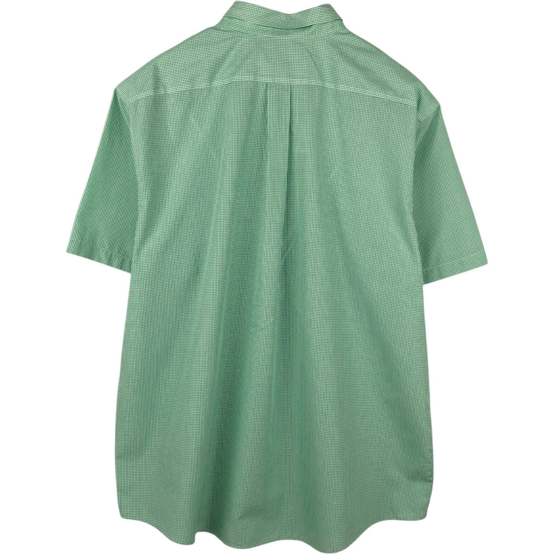 90'S L.L.Bean Traditional Fit Short-Sleeve Button-Down Check Shirt, Men's Size XL (approx.) cotton green type Vintage Second Hand