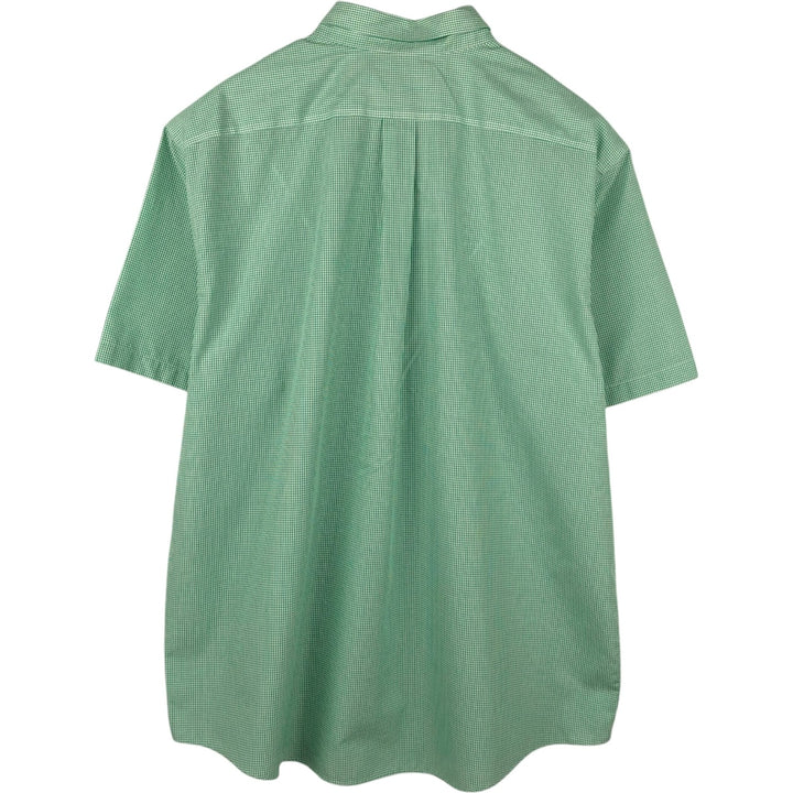 90'S L.L.Bean Traditional Fit Short-Sleeve Button-Down Check Shirt, Men's Size XL (approx.) cotton green type Vintage Second Hand