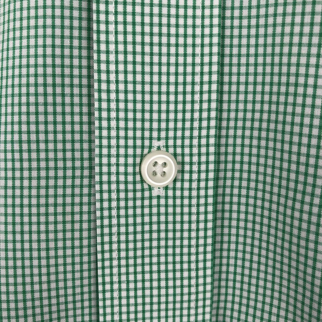 90'S L.L.Bean Traditional Fit Short-Sleeve Button-Down Check Shirt, Men's Size XL (approx.) cotton green type Vintage Second Hand