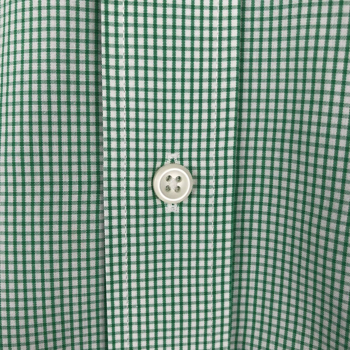 90'S L.L.Bean Traditional Fit Short-Sleeve Button-Down Check Shirt, Men's Size XL (approx.) cotton green type Vintage Second Hand