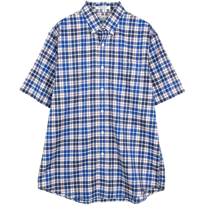 90s-00'S L.L.Bean WRINKLE RESISTANT TRADITIONAL FIT Long-Sleeve Button-Down Check Shirt, Men's Size M (approx.) cotton blue type Vintage Second Hand
