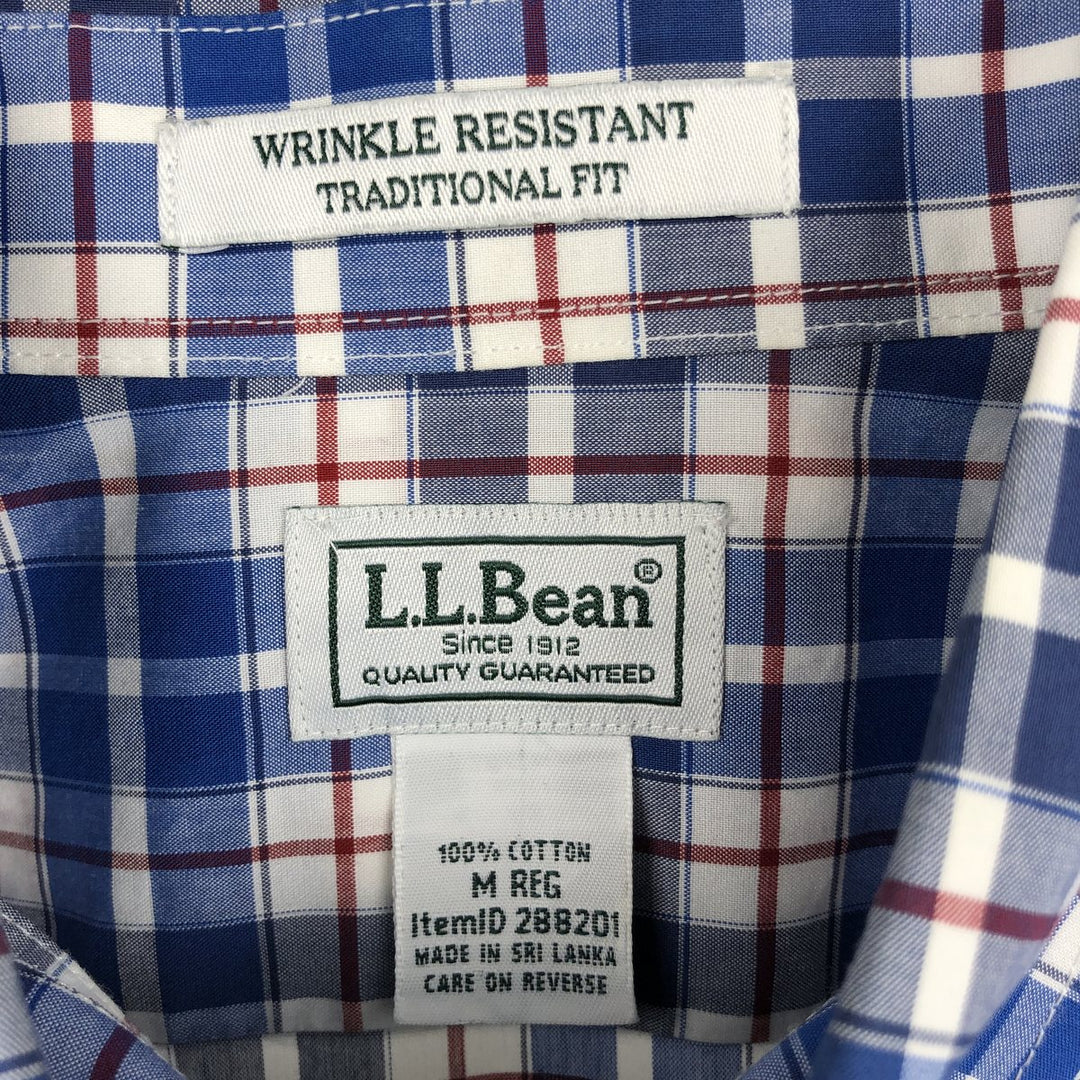 90s-00'S L.L.Bean WRINKLE RESISTANT TRADITIONAL FIT Long-Sleeve Button-Down Check Shirt, Men's Size M (approx.) cotton blue type Vintage Second Hand