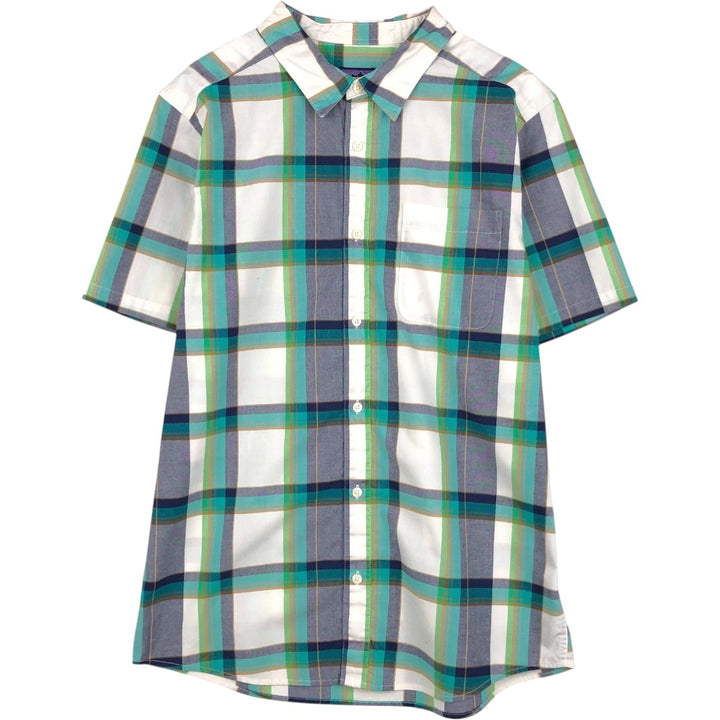 Patagonia ORGANIC COTTON Men's Go-To Shirt 52690SP13 Check Pattern Short-Sleeve Poly-Cotton Shirt (Men's Size L) Organic cotton turquoise blue Vintage Second Hand