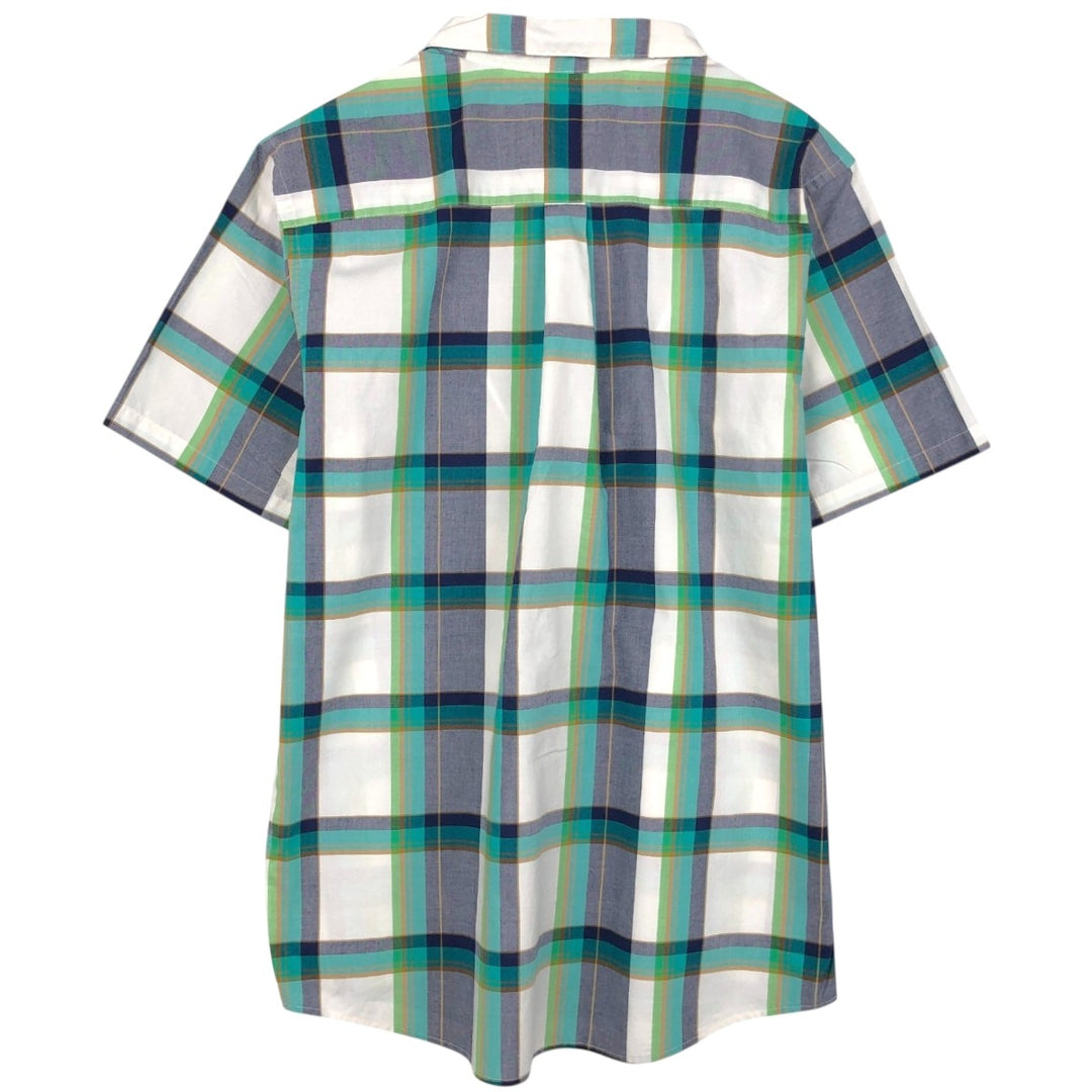 Patagonia ORGANIC COTTON Men's Go-To Shirt 52690SP13 Check Pattern Short-Sleeve Poly-Cotton Shirt (Men's Size L) Organic cotton turquoise blue Vintage Second Hand