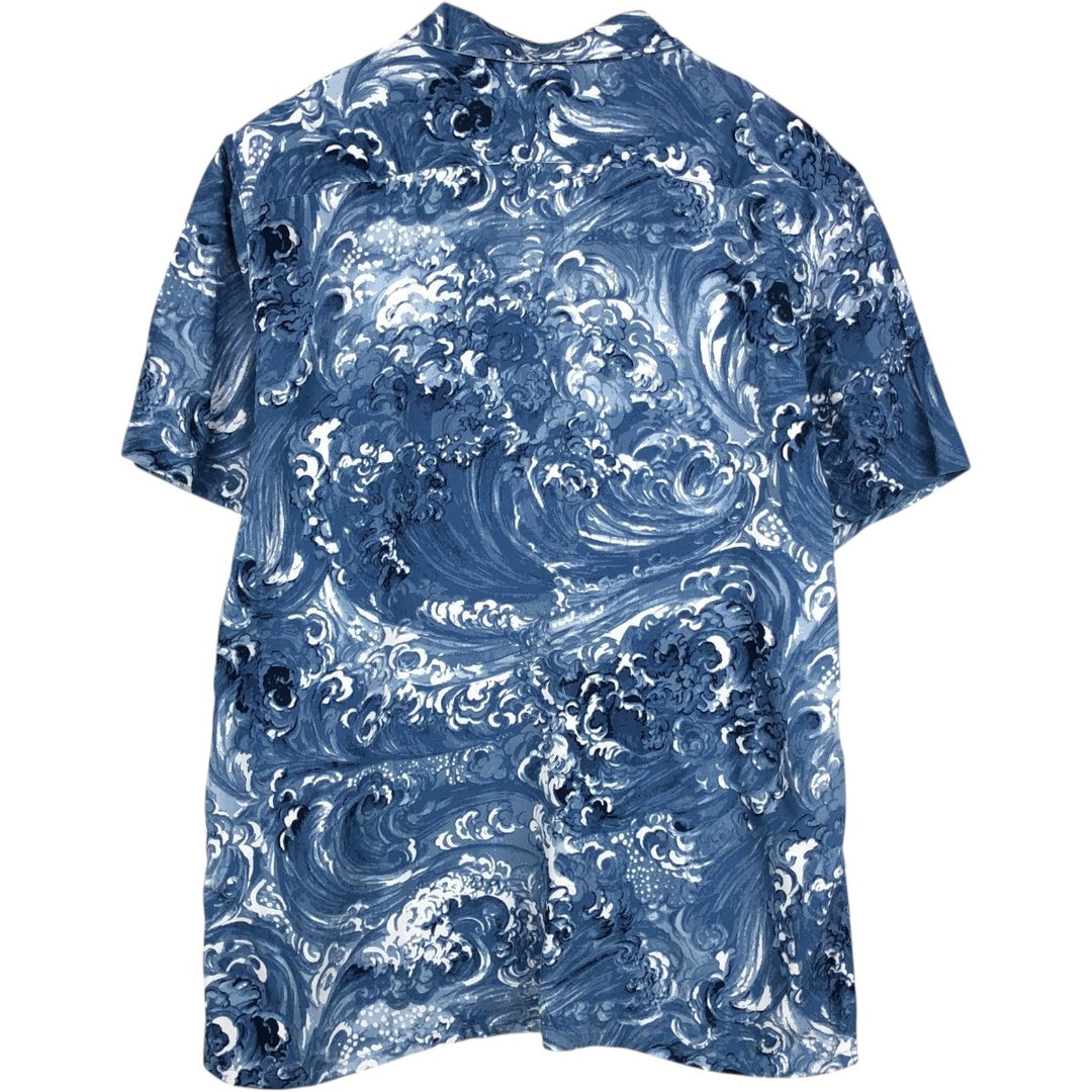Levi's RELAXEDE all-over print short-sleeved open-collar viscose shirt, boxy fit, men's size M (approx.) Viscose blue type Vintage Second Hand