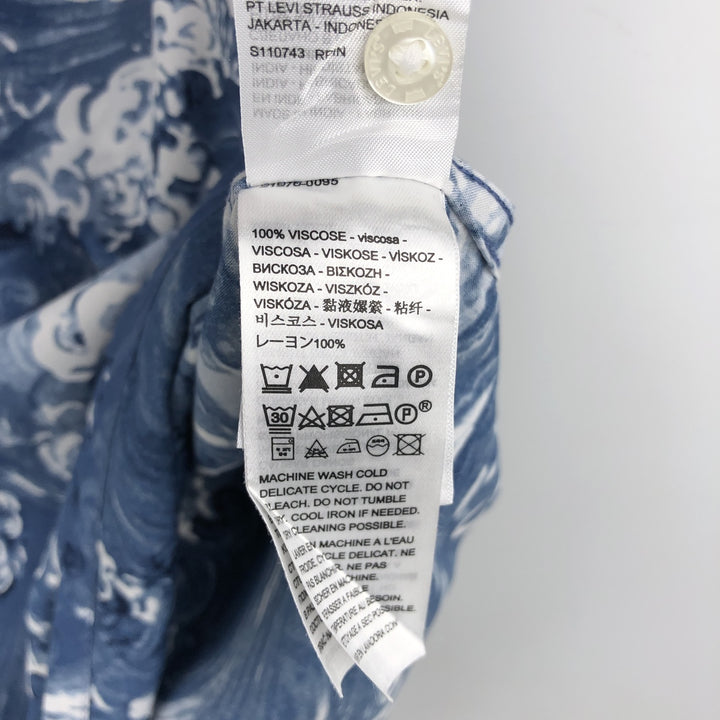 Levi's RELAXEDE all-over print short-sleeved open-collar viscose shirt, boxy fit, men's size M (approx.) Viscose blue type Vintage Second Hand