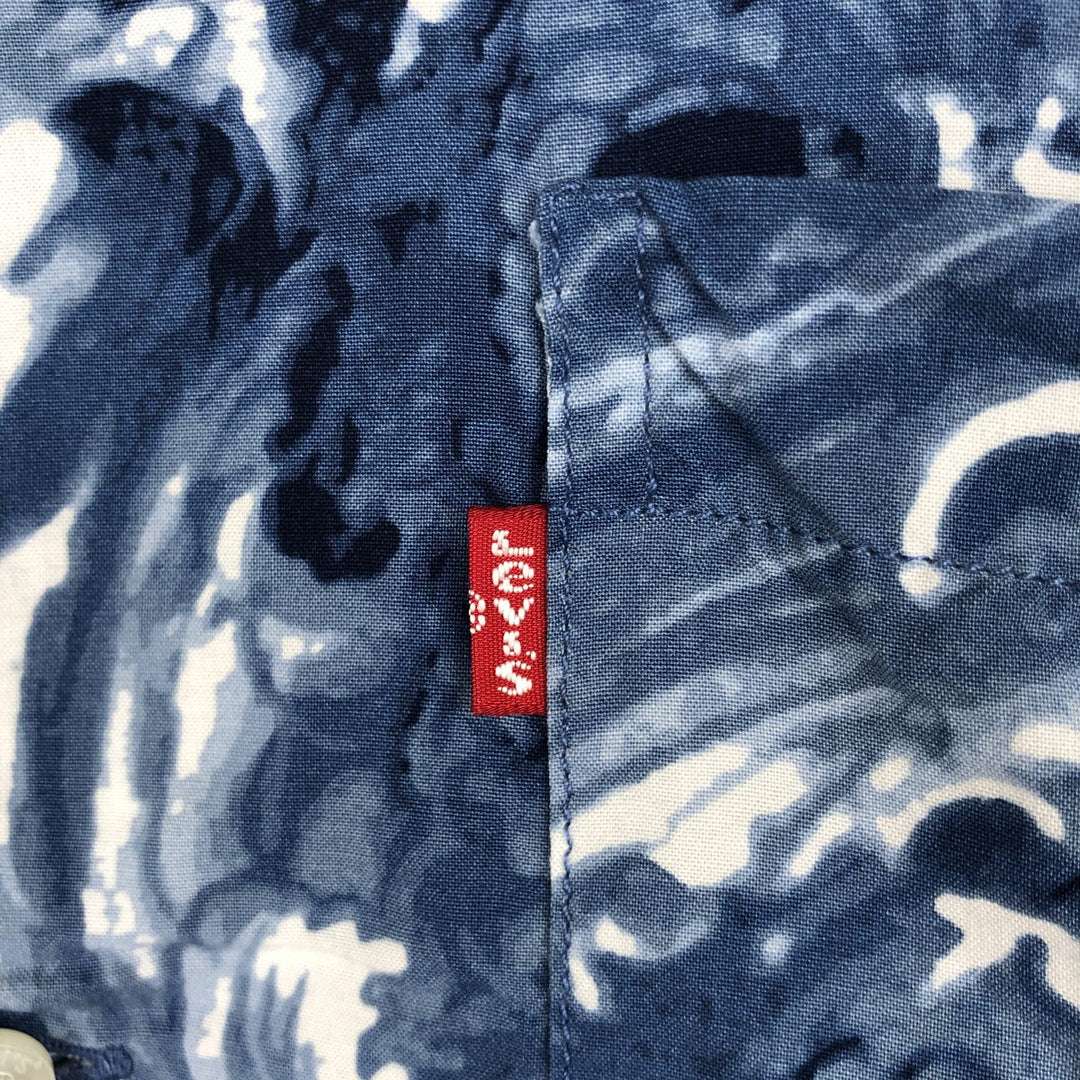 Levi's RELAXEDE all-over print short-sleeved open-collar viscose shirt, boxy fit, men's size M (approx.) Viscose blue type Vintage Second Hand