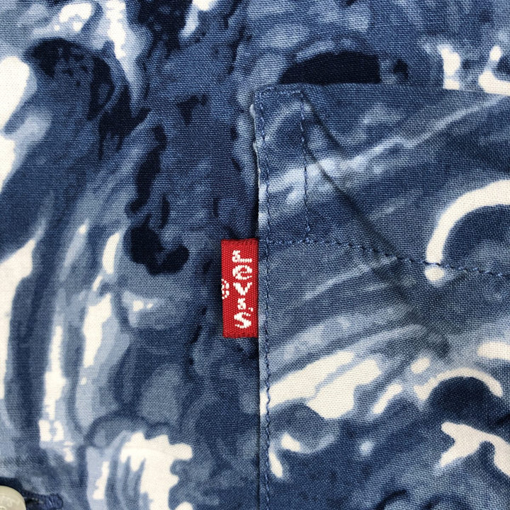 Levi's RELAXEDE all-over print short-sleeved open-collar viscose shirt, boxy fit, men's size M (approx.) Viscose blue type Vintage Second Hand