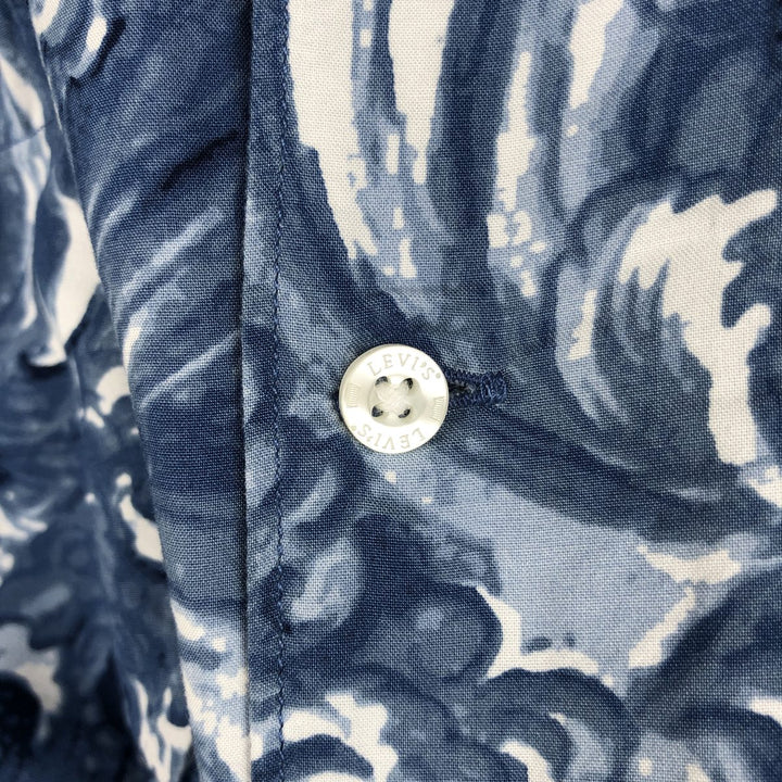 Levi's RELAXEDE all-over print short-sleeved open-collar viscose shirt, boxy fit, men's size M (approx.) Viscose blue type Vintage Second Hand