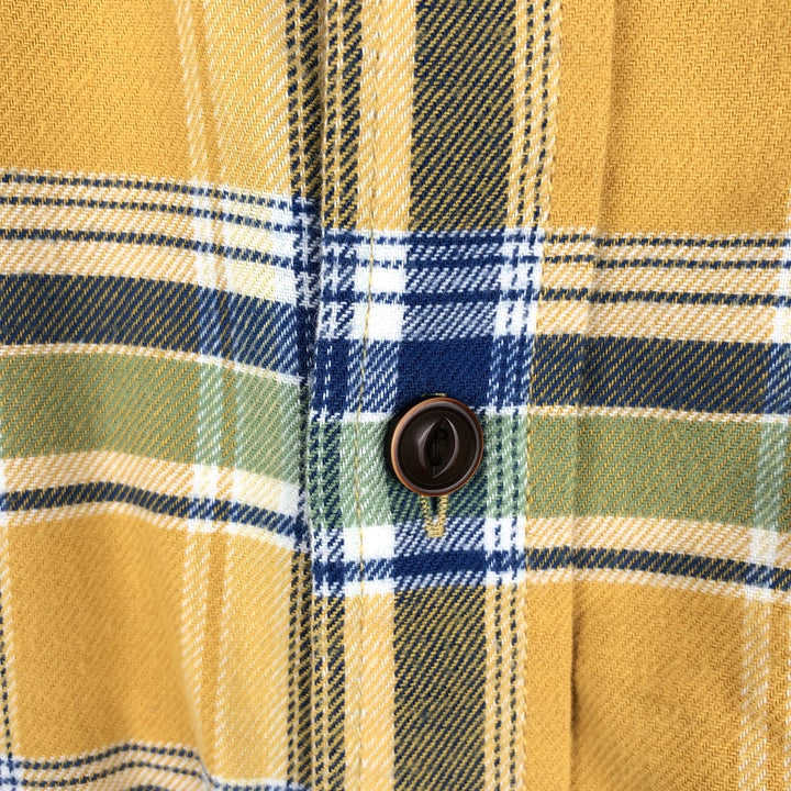 LLBean Traditional Fit Check Pattern Short-Sleeve Poly-Cotton Shirt, Men's Size XL (approx.) cotton yellow type Vintage Second Hand