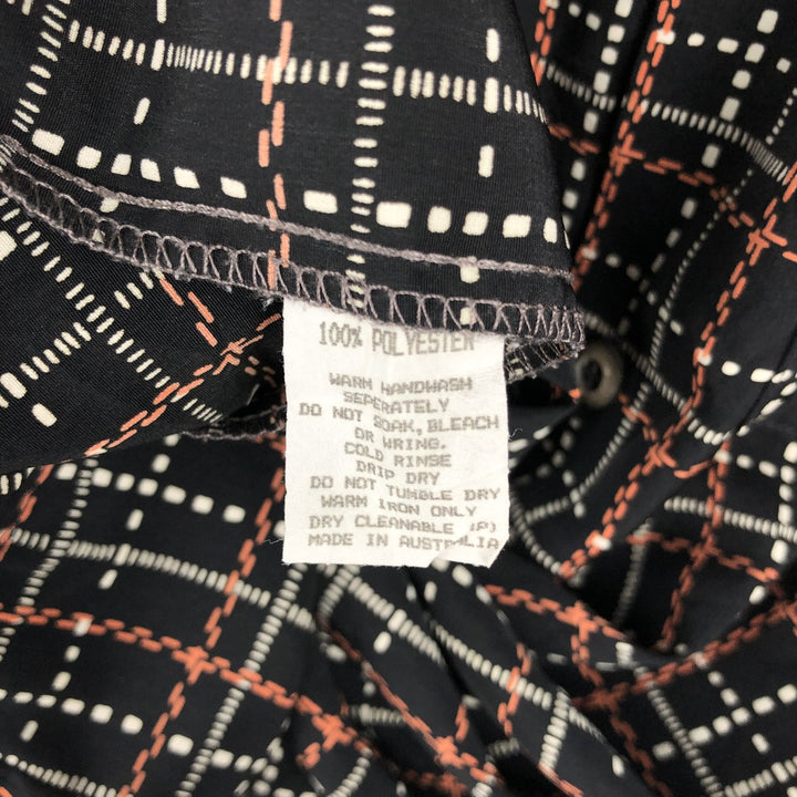 PASSAGE Check Pattern Short-Sleeve Open Collar Polyester Shirt, Boxy Shirt, Made in Australia, Men's Size L (approx.) polyester black type Vintage Second Hand