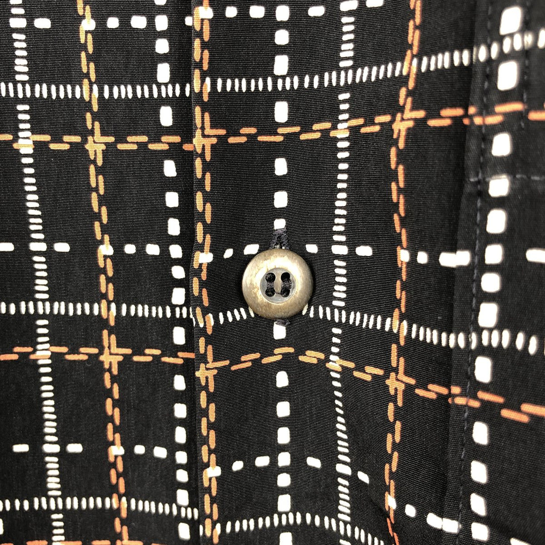 PASSAGE Check Pattern Short-Sleeve Open Collar Polyester Shirt, Boxy Shirt, Made in Australia, Men's Size L (approx.) polyester black type Vintage Second Hand