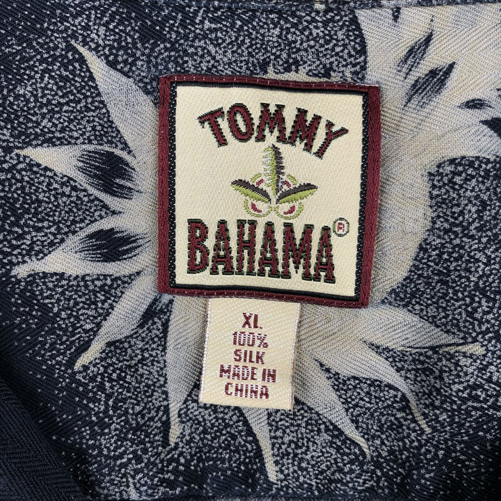 Tommy Bahama all-over pineapple pattern open collar silk Hawaiian aloha shirt, boxy style, men's size XL. silk black type Vintage Second Hand