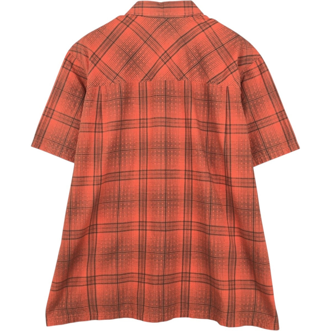 90s-00'S LLBean Check Pattern Short-Sleeve Poly-Cotton Boxy Shirt, Men's Size XL (Equivalent) Vintage cotton red type Vintage Second Hand