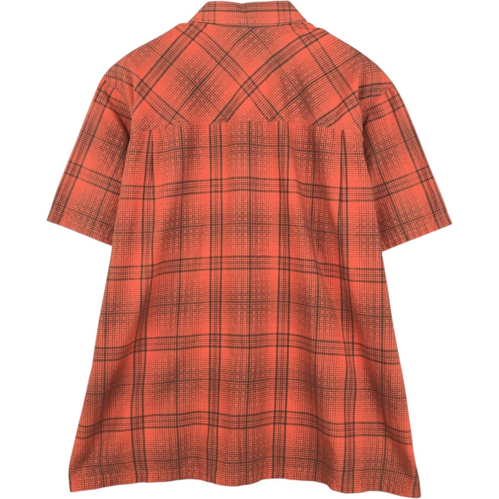 90s-00'S LLBean Check Pattern Short-Sleeve Poly-Cotton Boxy Shirt, Men's Size XL (Equivalent) Vintage cotton red type Vintage Second Hand