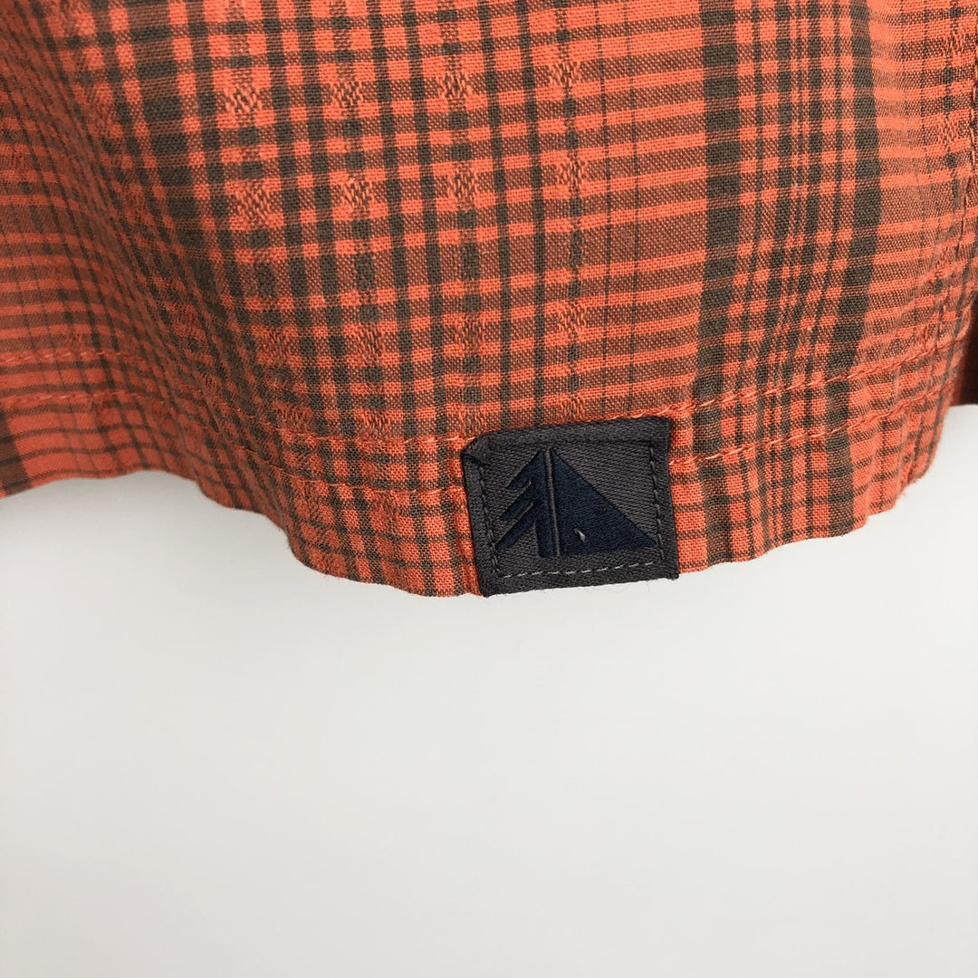 90s-00'S LLBean Check Pattern Short-Sleeve Poly-Cotton Boxy Shirt, Men's Size XL (Equivalent) Vintage cotton red type Vintage Second Hand