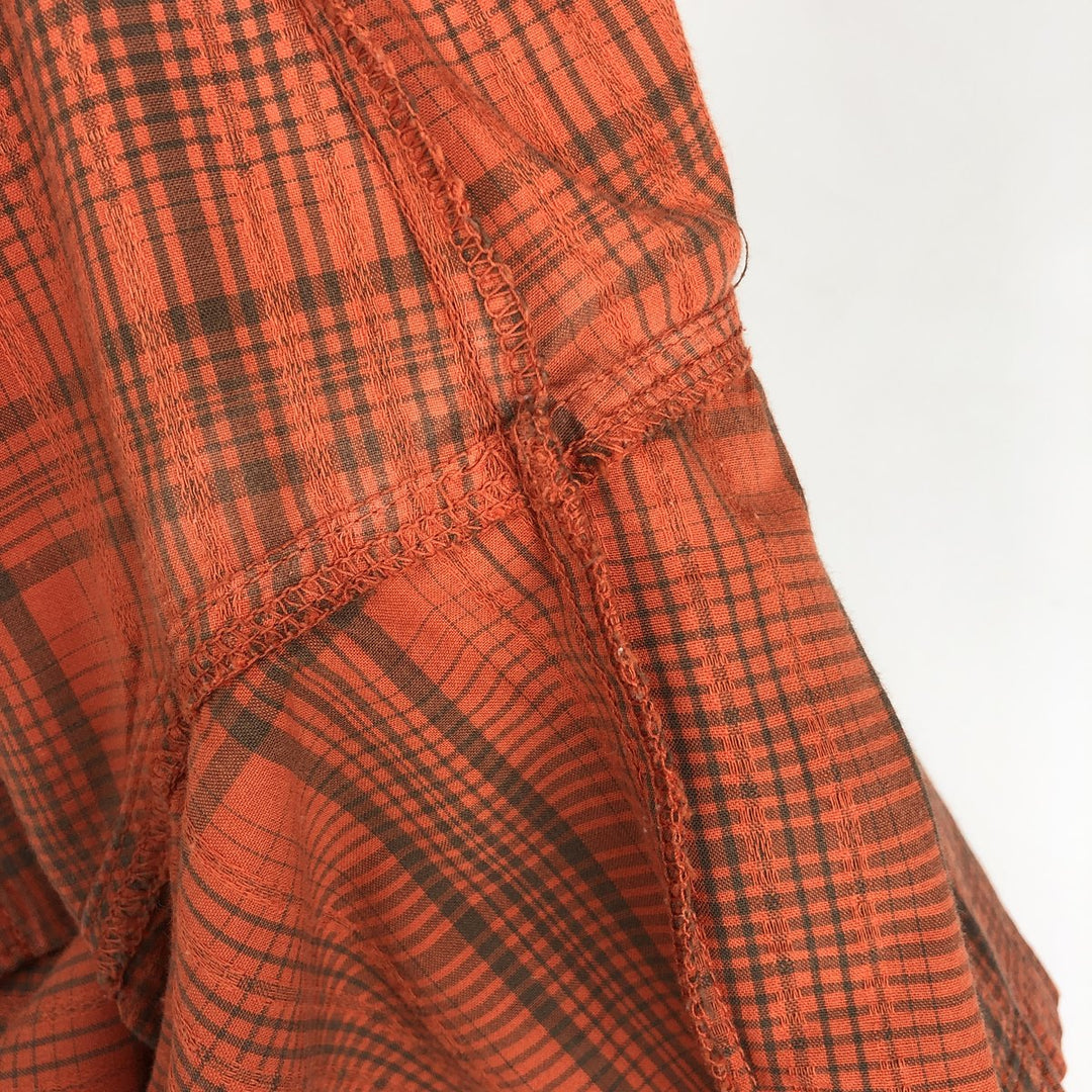 90s-00'S LLBean Check Pattern Short-Sleeve Poly-Cotton Boxy Shirt, Men's Size XL (Equivalent) Vintage cotton red type Vintage Second Hand