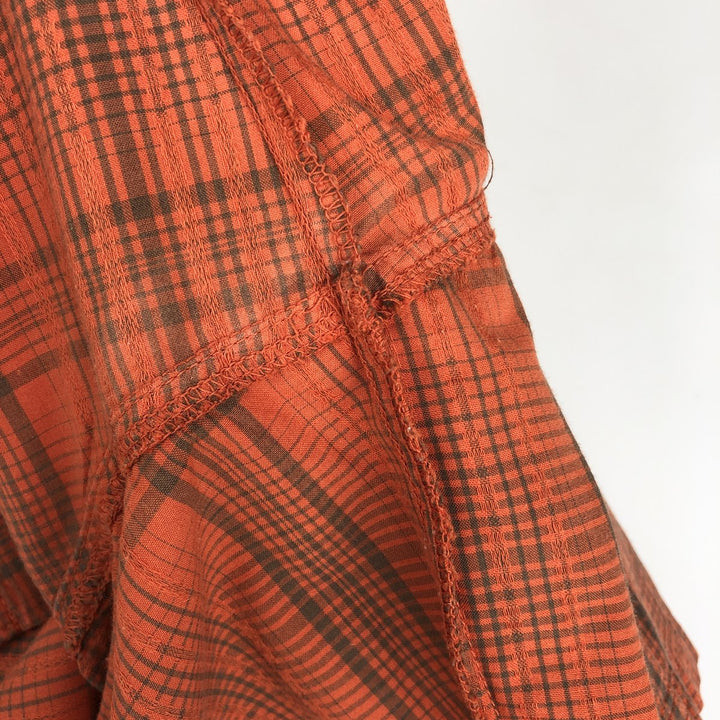 90s-00'S LLBean Check Pattern Short-Sleeve Poly-Cotton Boxy Shirt, Men's Size XL (Equivalent) Vintage cotton red type Vintage Second Hand