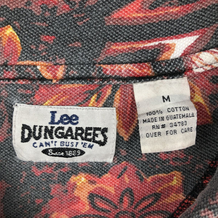 Lee DUNGAREES all-over print pique short-sleeved cotton shirt, boxy fit, men's size M equivalent. cotton red type Vintage Second Hand