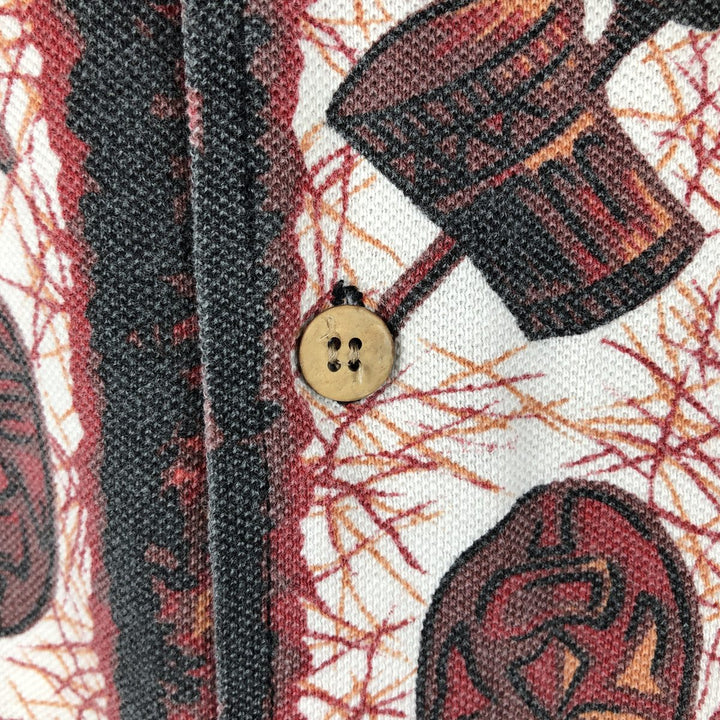 Lee DUNGAREES all-over print pique short-sleeved cotton shirt, boxy fit, men's size M equivalent. cotton red type Vintage Second Hand
