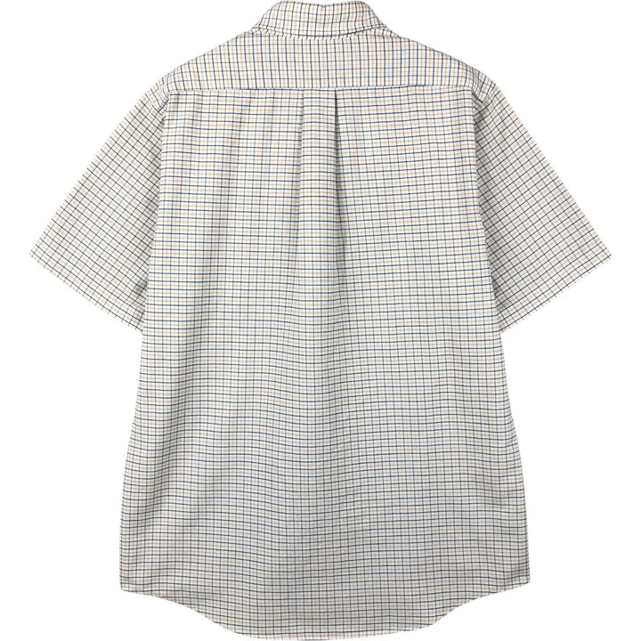 ~90'S LLBean short sleeve button down check shirt, men's size L, vintage cotton white type Vintage Second Hand
