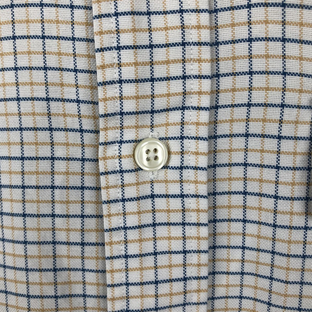 ~90'S LLBean short sleeve button down check shirt, men's size L, vintage cotton white type Vintage Second Hand