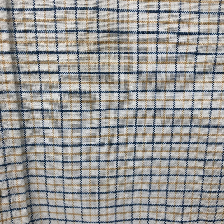 ~90'S LLBean short sleeve button down check shirt, men's size L, vintage cotton white type Vintage Second Hand