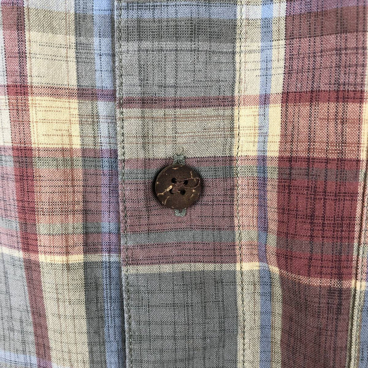 90s-00'S LLBean Short-Sleeve Cotton Check Shirt, Men's Size L (approx.), Vintage cotton Beige type Vintage Second Hand