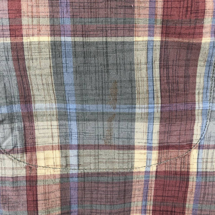 90s-00'S LLBean Short-Sleeve Cotton Check Shirt, Men's Size L (approx.), Vintage cotton Beige type Vintage Second Hand