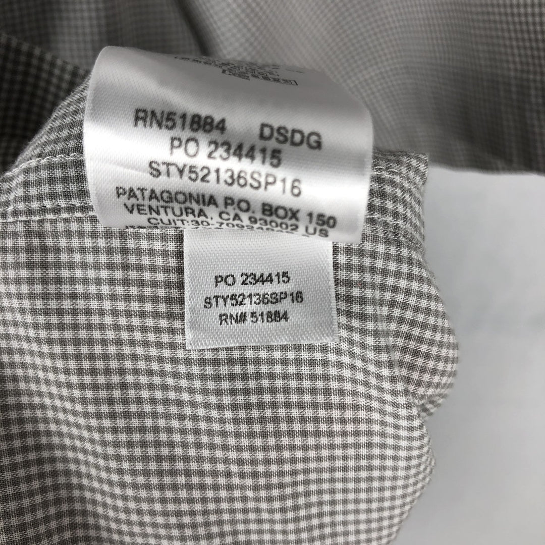 Patagonia 52136SP16 Check Pattern Short-Sleeve Cotton Check Shirt, Boxy Shirt, Men's Size M (approx.) cotton Beige type Vintage Second Hand