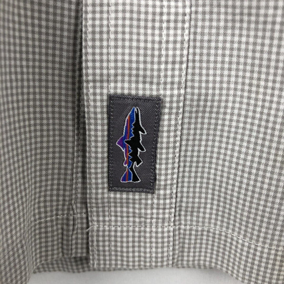 Patagonia 52136SP16 Check Pattern Short-Sleeve Cotton Check Shirt, Boxy Shirt, Men's Size M (approx.) cotton Beige type Vintage Second Hand